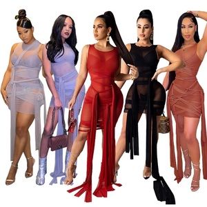 Woman's mesh dress w/wrap straps